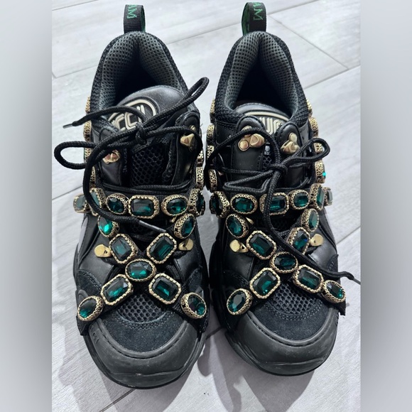 GUCCI
XSEGA Mesh Suede Calfskin Removable Crystals Womens Flashtrek Sneakers 9.5 - Picture 7 of 11